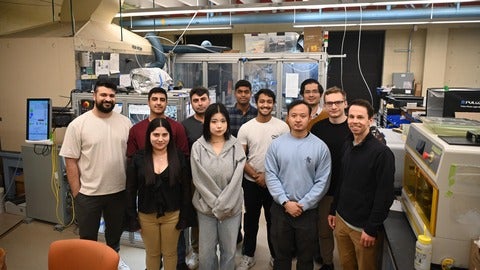 Engineering students in the lab