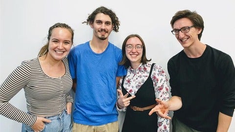 Bethany Bouchard, Tim Whittaker, Anya Forestell and Jyler Menard the creators of "Schrodinger’s Hack" hackathon.