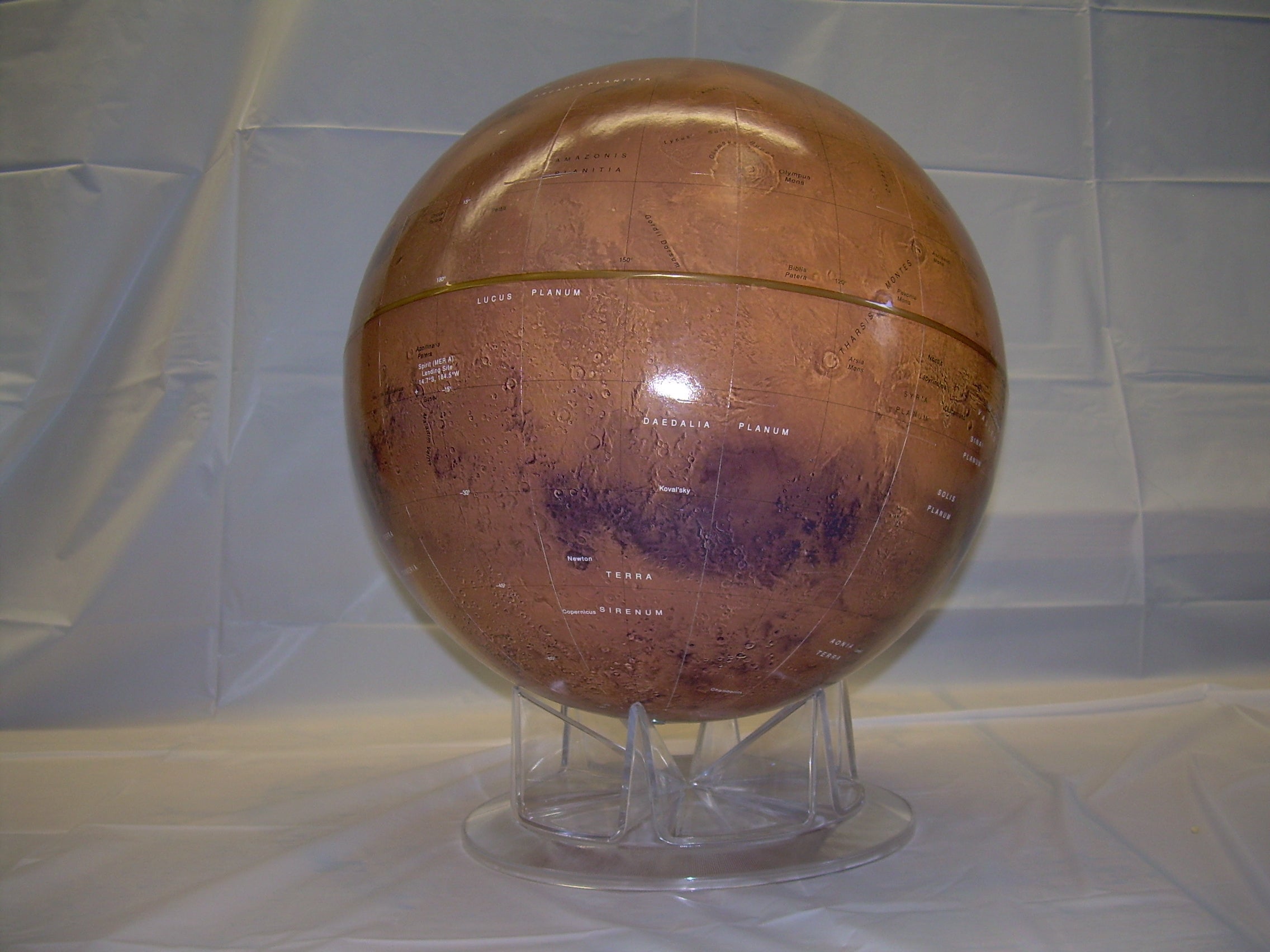photograph of the Mars globe