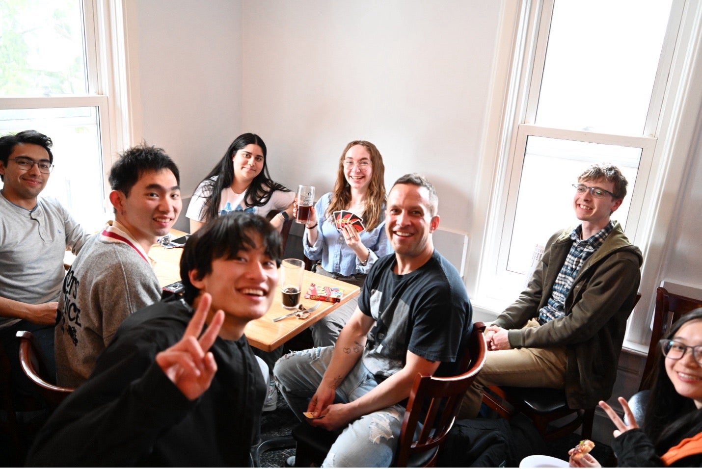 MNS students and professors studying together