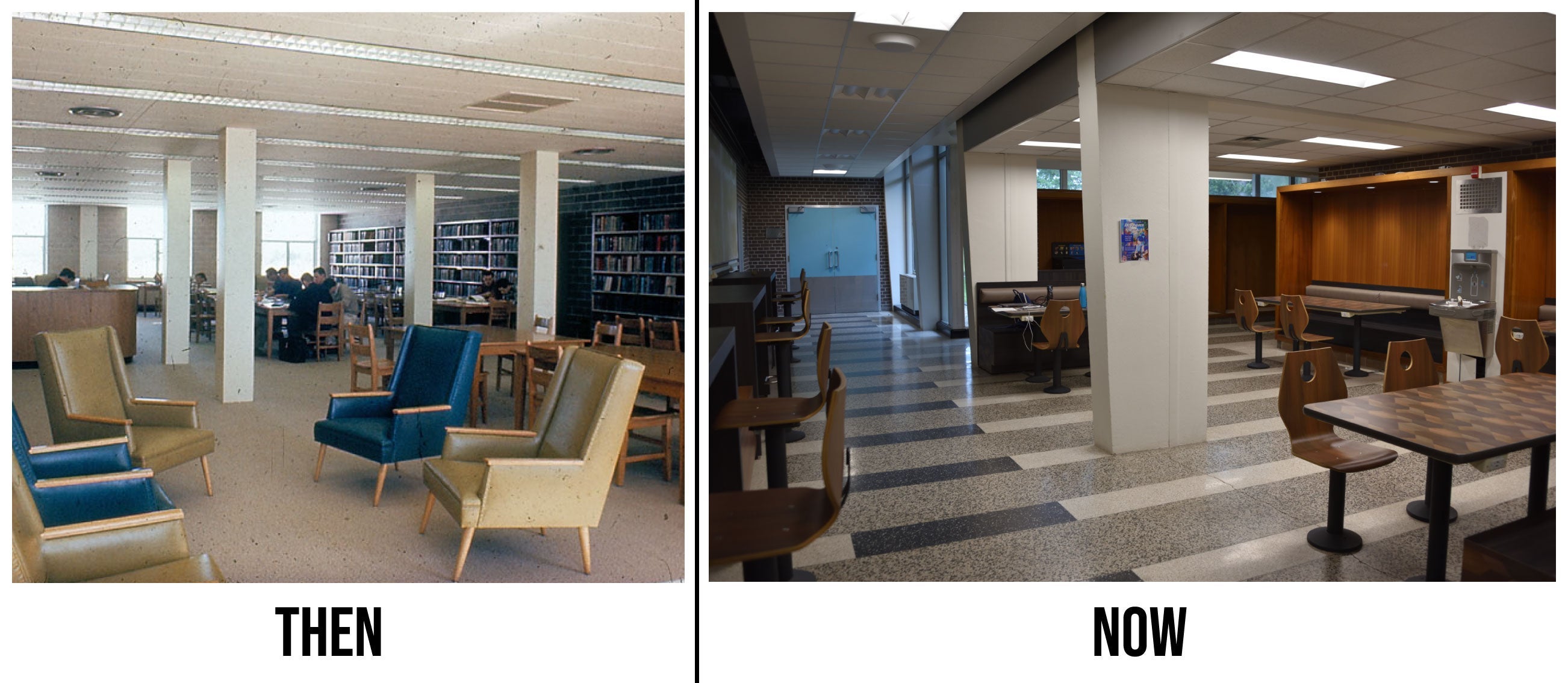  Main Foyer of Physics Lecture Halls in the past versus now