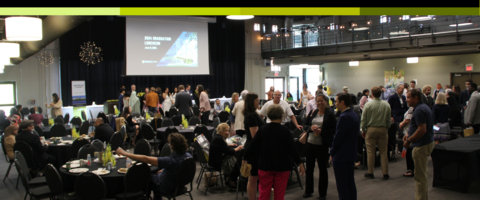 Wideshot of the 2024 School of Planning Graduation Luncheon held in Federation Hall