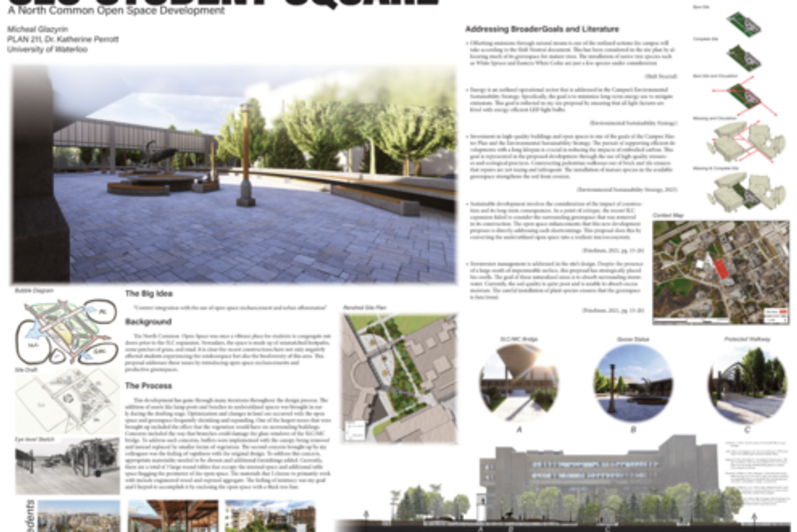 PLAN211 Student Michael Glazyrin's project "SLC Student Square: A North Common Open Space Development"