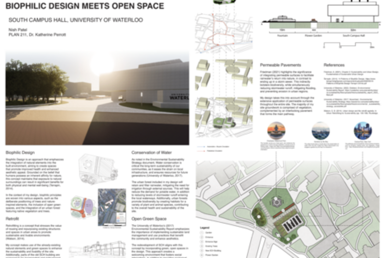 PLAN211 Student Nish Patel's project "An Entrance Reimagined: Where Biophilic Design Meets Open Space"
