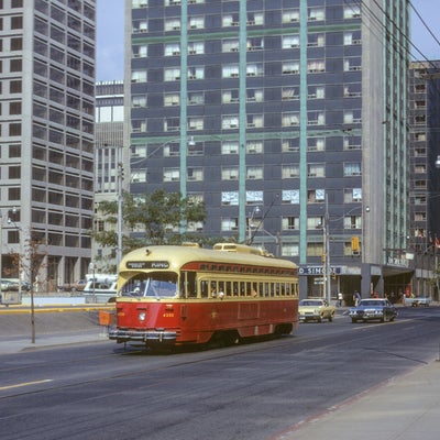 Toronto WB streetcar pictured on King on September 3, 1973.