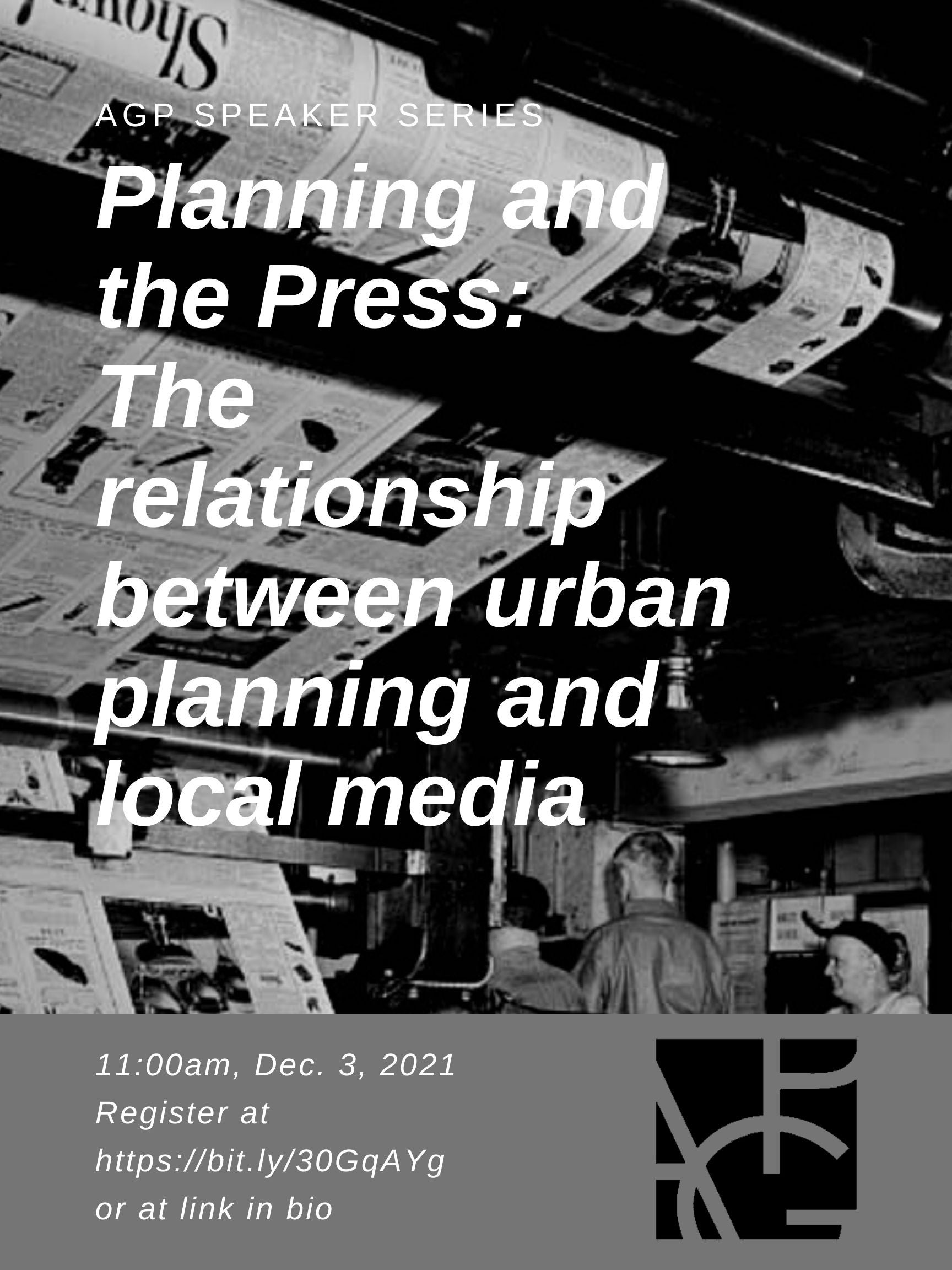 AGP Speaker Series: Planning and the Press poster