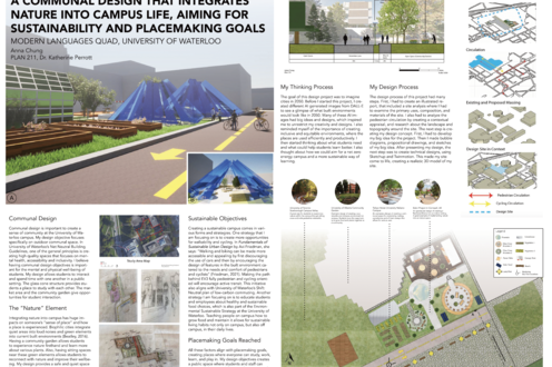 PLAN211 Student Anna Chung's project "A Communal Design that Integrates Nature into Campus Life (...)"