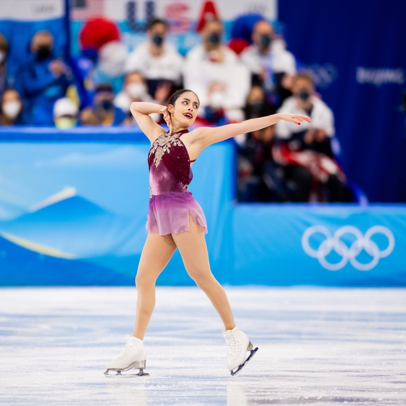 Madeline Schizas skating at the 2022 Winter Olympics