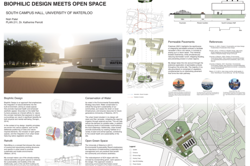 PLAN211 Student Nish Patel's project "An Entrance Reimagined: Where Biophilic Design Meets Open Space"