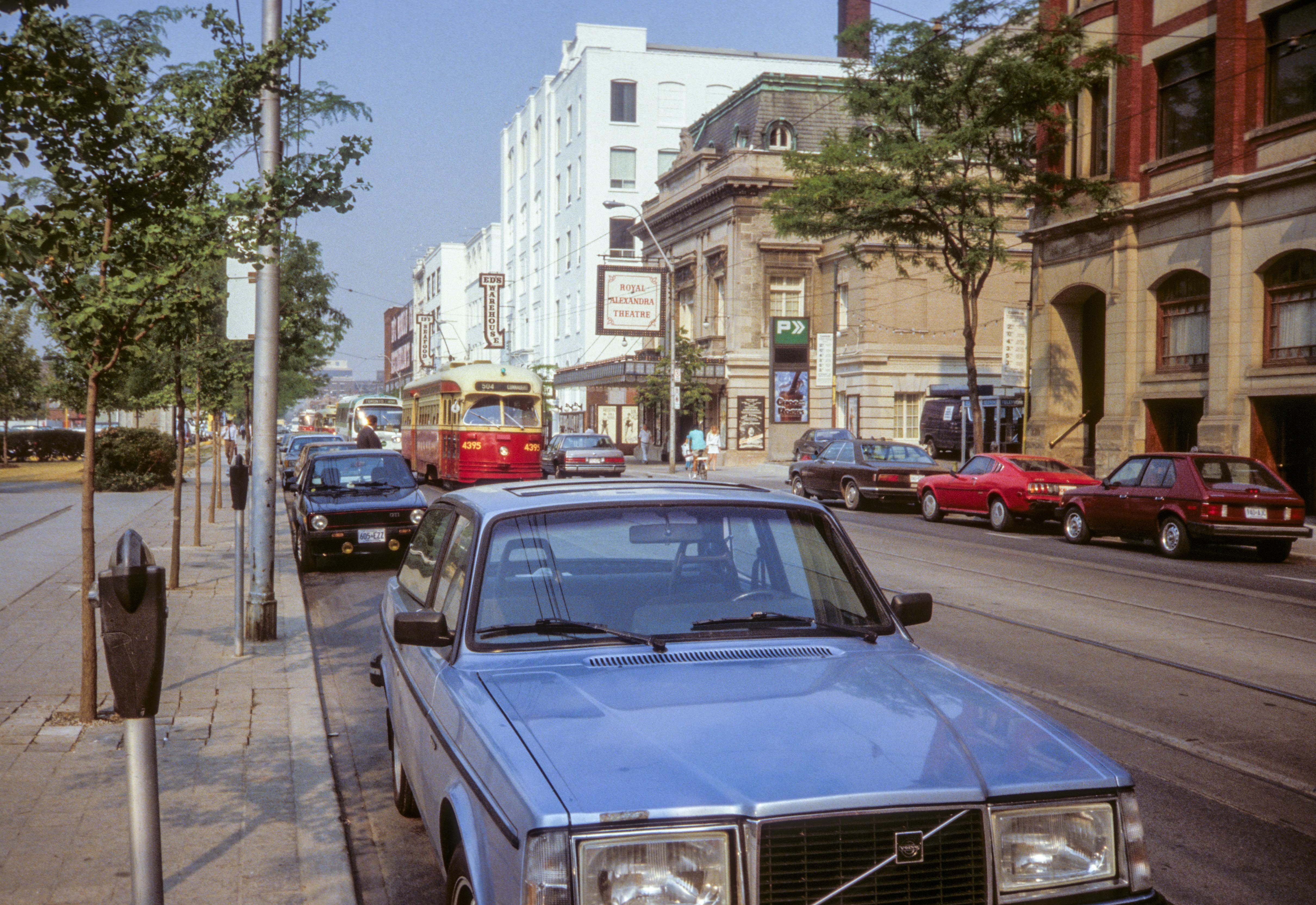 Toronto EB streetcar pictured near the Royal Alex Theatre.