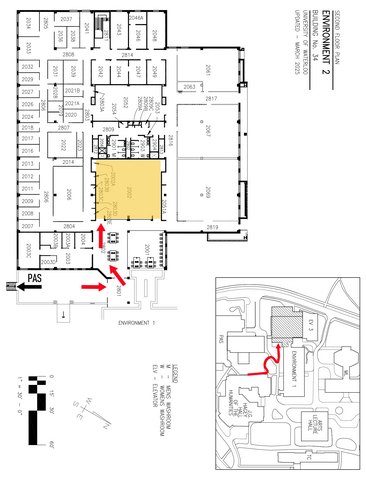 Map of travel from HH to EV2 room 2002