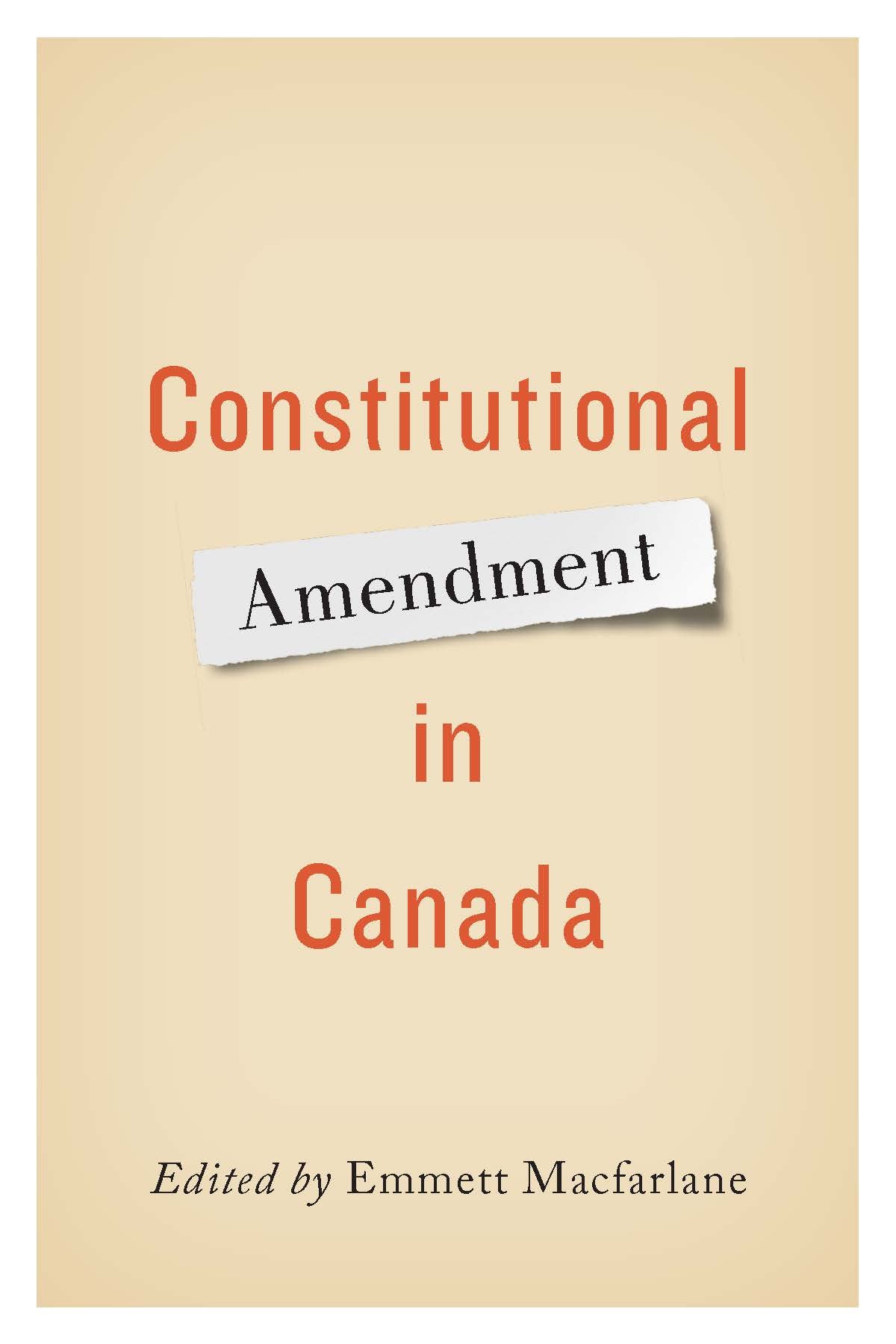 Constitutional Amendment in Canada book cover. 