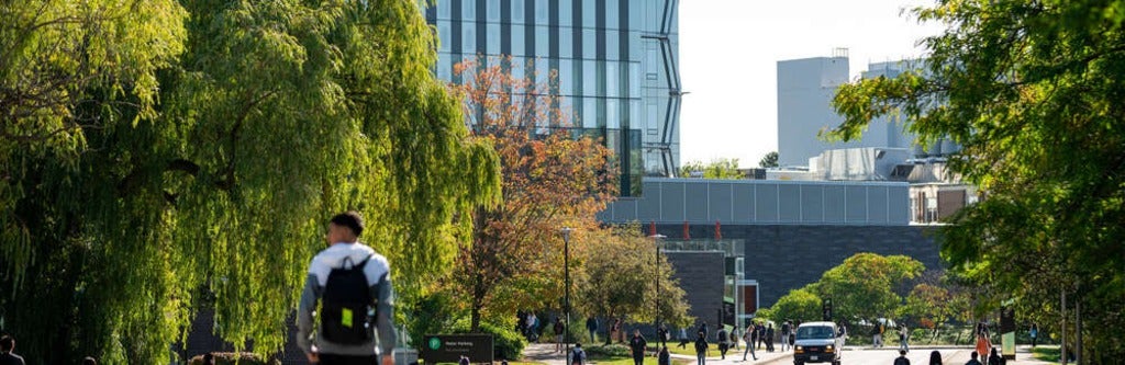 Busy University of Waterloo campus during summer