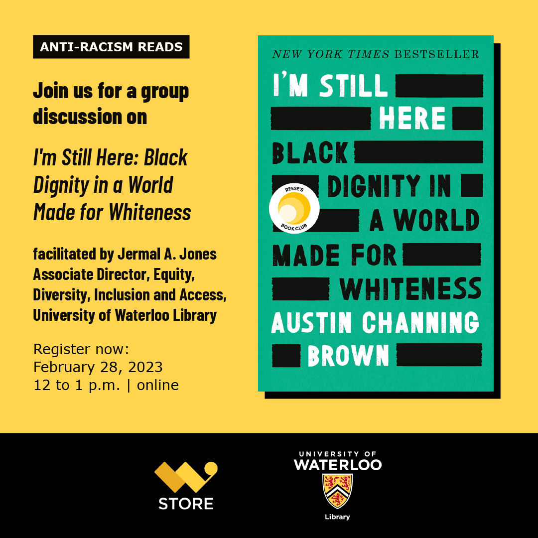 Anti-racism reads event banner feature the book "I'm still here - Black dignity in a world made for whiteness" by Austin Channing Brown