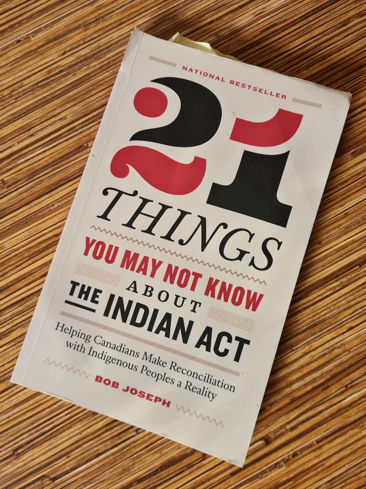 21 things may not know about the Indian Act book on top of a wood surface.