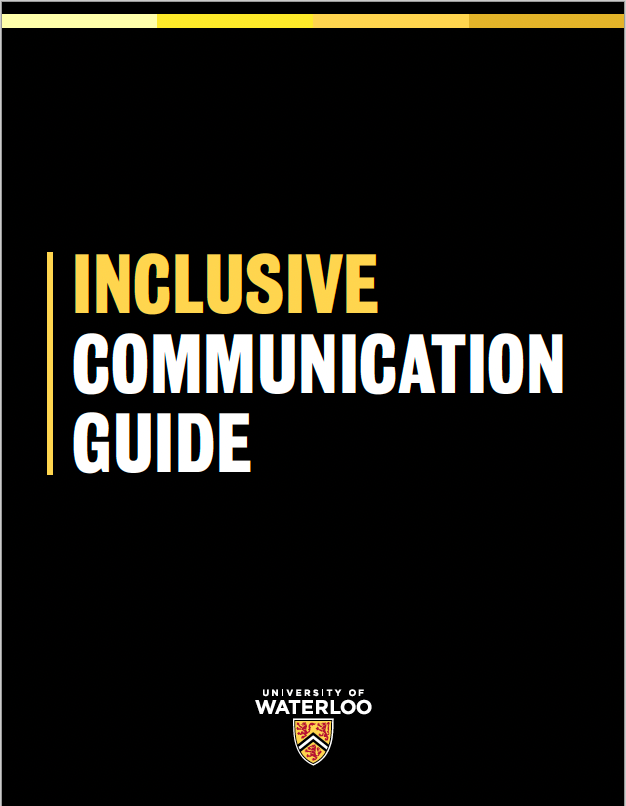 Inclusive Communication Guide text in yellow and white on a black background