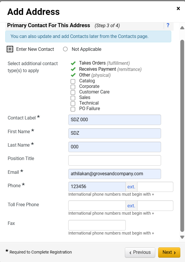 Add Address - step 3