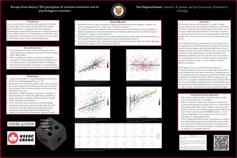 An image of a poster titled Escape from history: The perception of societal extremism and its psychological correlates