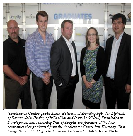 Group photo of five Accelerator Centre grads