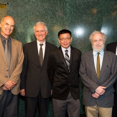 Cameron Stewart, Hans-Christoph Im Hof, Yitang Zhang, John Friedlander and Ian Goulden standing next to each other for a photo
