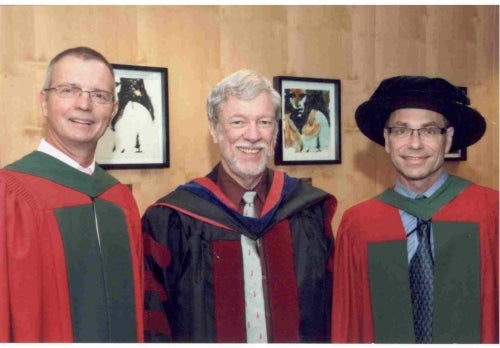 Ian Goulden, Dean of Mathematics, Stan Burris, Distinguished Professor Emeritus, Ross Willard, Chair of Pure Mathematics