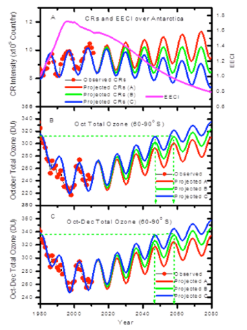 Graphs of total ozone concentrations over the year.