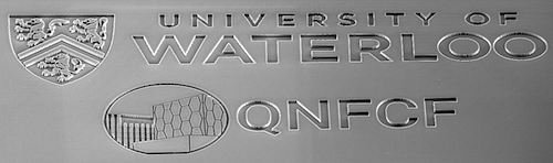 Logos etched into a silicon wafer
