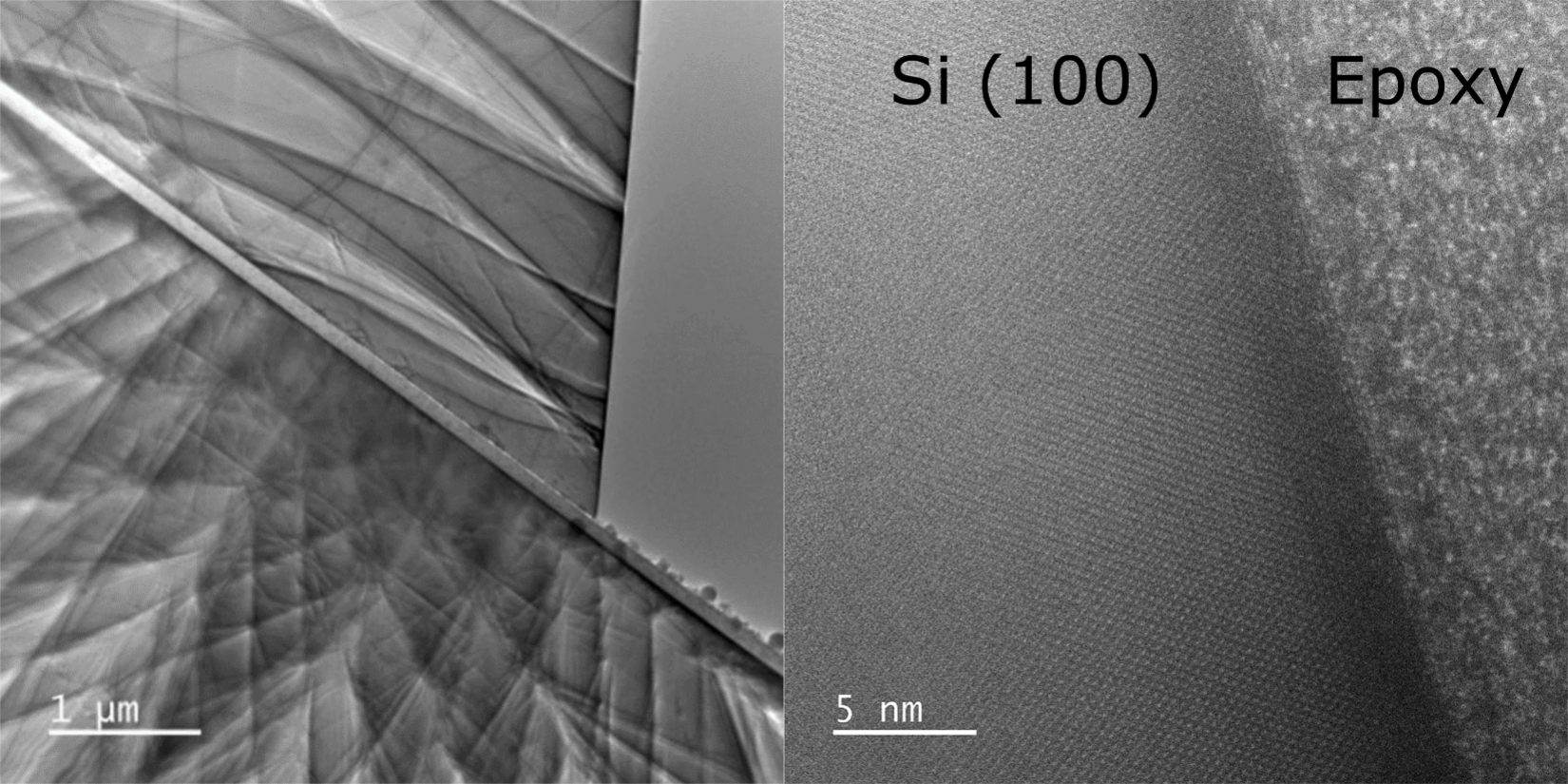 High resolution electron micrograph of Silicon sample