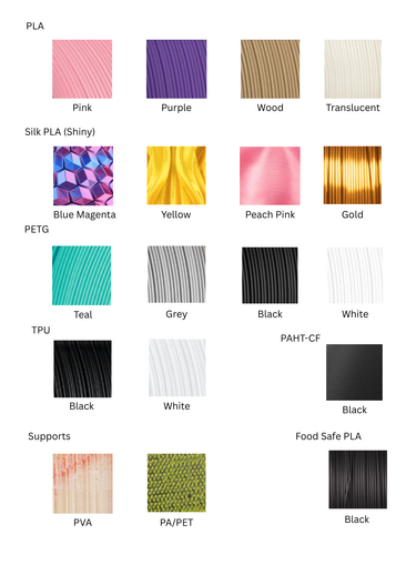 Premium filament swatch examples 