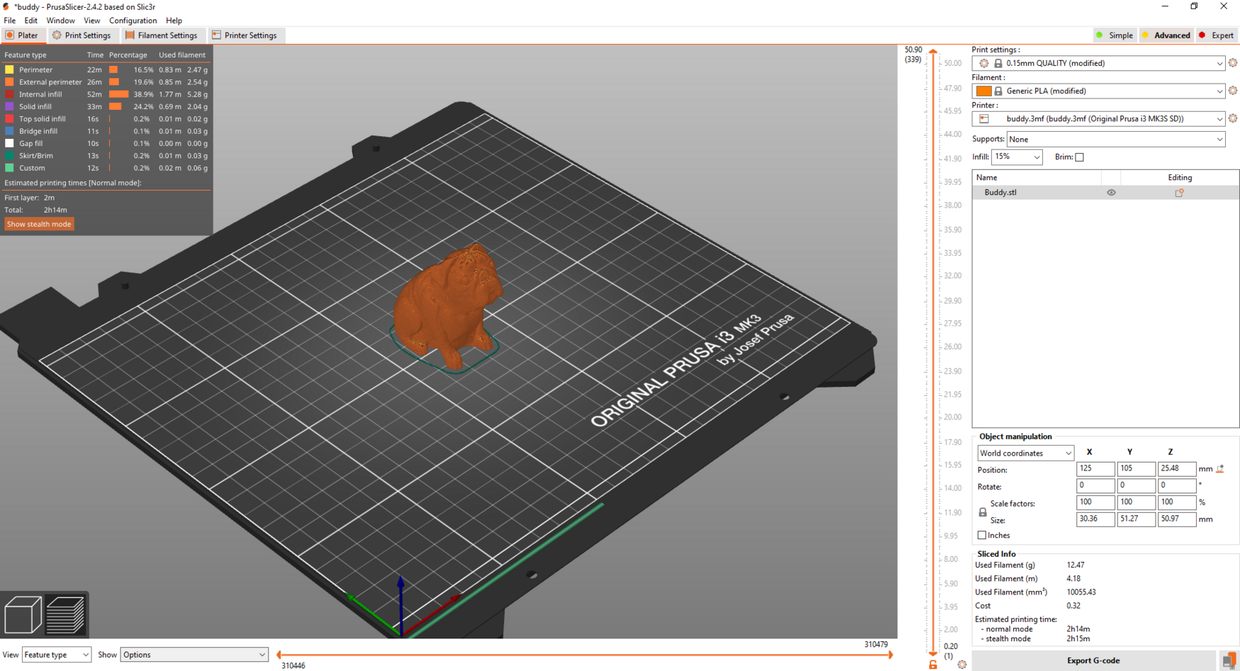 A 3D print slice of a dog