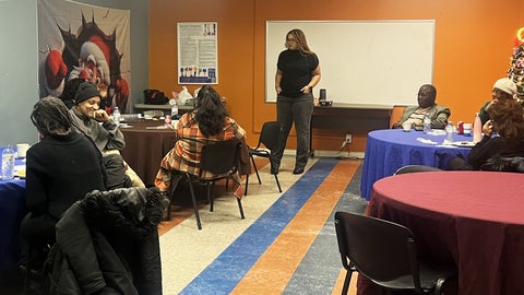 Attendees listening in on the stories being told.