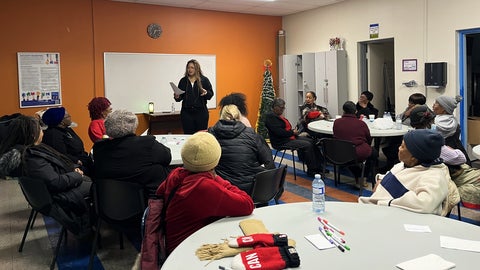 Shelly Grace explaining the theme surrounding the dinner.