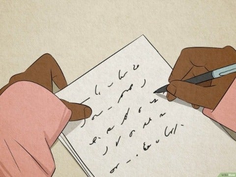 A person writing in shorthand