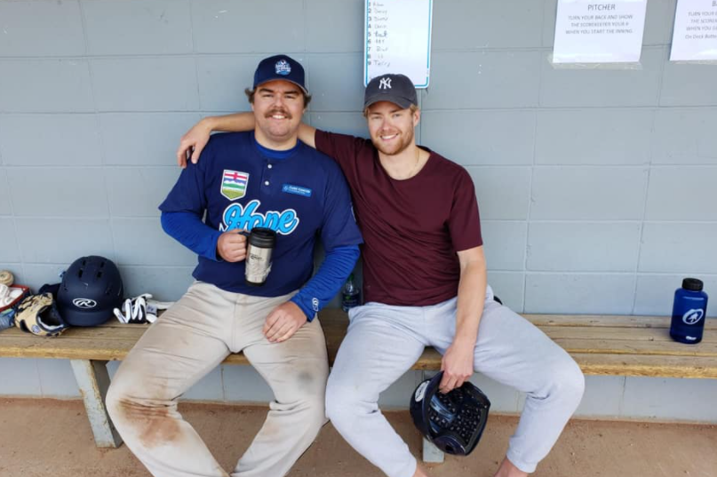 Terry and his brother Trevor playing in the 2019 World's Longest Baseball Game