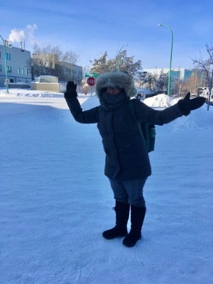 Chris walking on snow