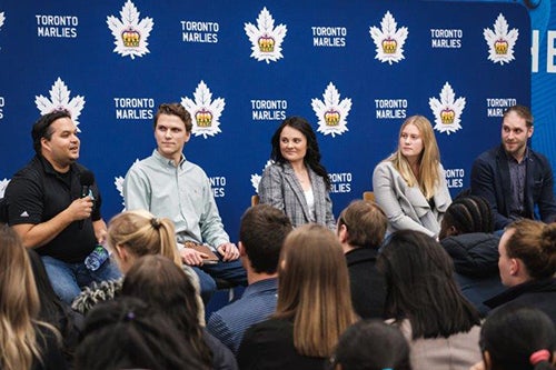 Class visit and panel discussion at Maple Leaf Sports and Entertainment.