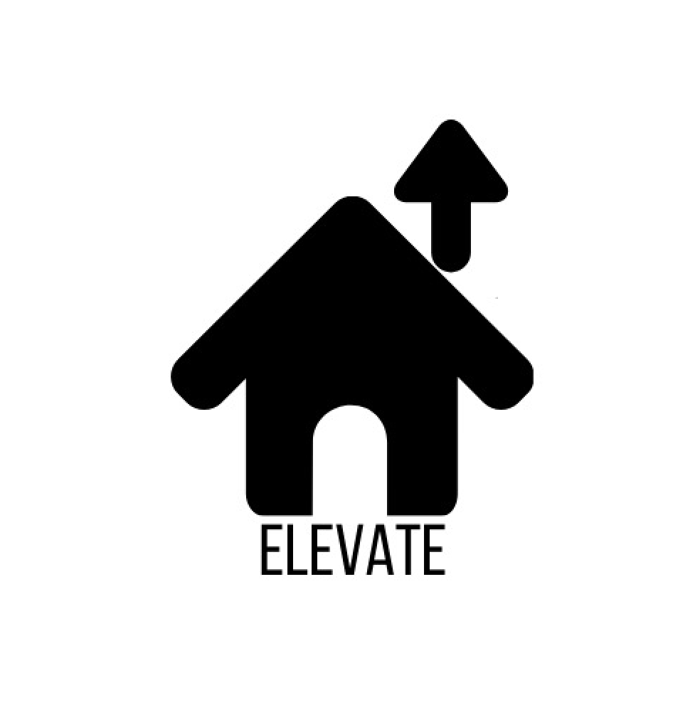 Elevate company logo - a house with an arrow pointing up as the chimney
