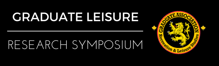 Graduate Leisure Research Symposium banner on black background with GARLS logo.