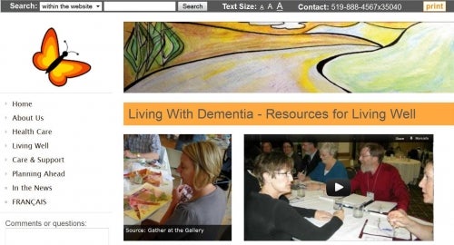 Living with Dementia website screenshot
