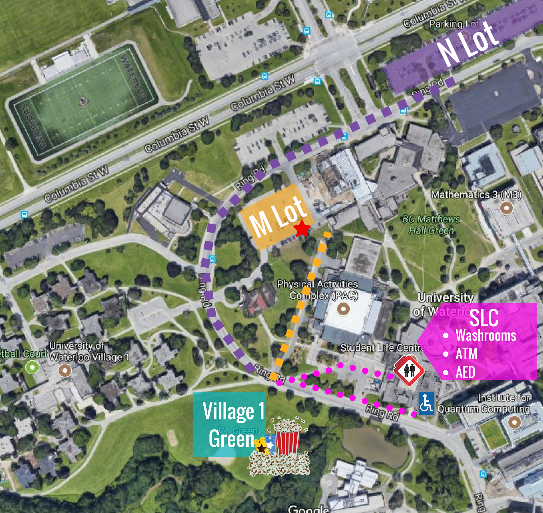 Map of University of Waterloo Campus with directions to the event venue.