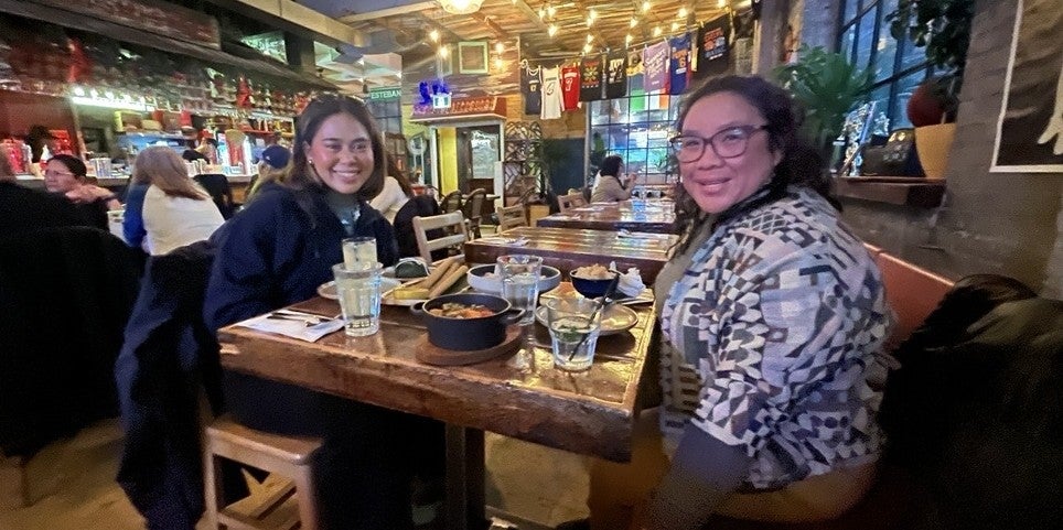 Giana Tomas and Kimberly J. Lopez at the Makilala restaurant in Toronto.