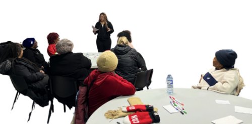Participants listening to Shelly Grace.