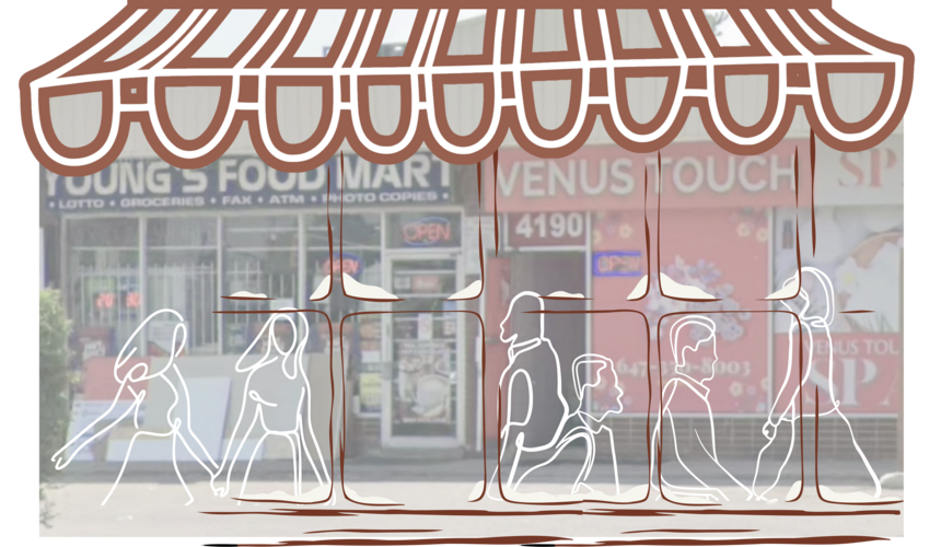 A decorative window doodle on top of a street in the KGO area.