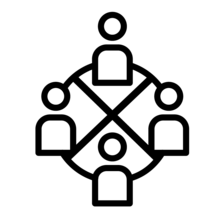 Symbol of four individuals in a circle.