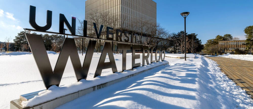 University of Waterloo sign in front of Dana Porter Library