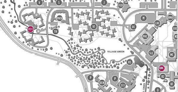 Map showing Ron Eydt Village and the Mike & Ophelia Lazaridis Quantum-Nano Centere