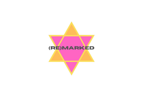 (Re)Marked text across pink and yellow star.