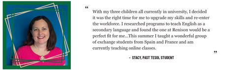 Student quote from Stacy- past TESOL Student