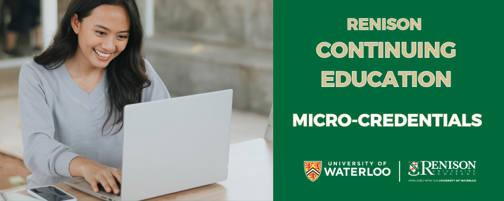 woman at computer renison continuing education micro-credentials banner