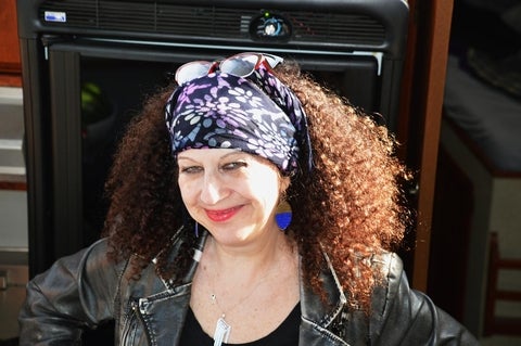 Bonnie Nish wearing a blue headband